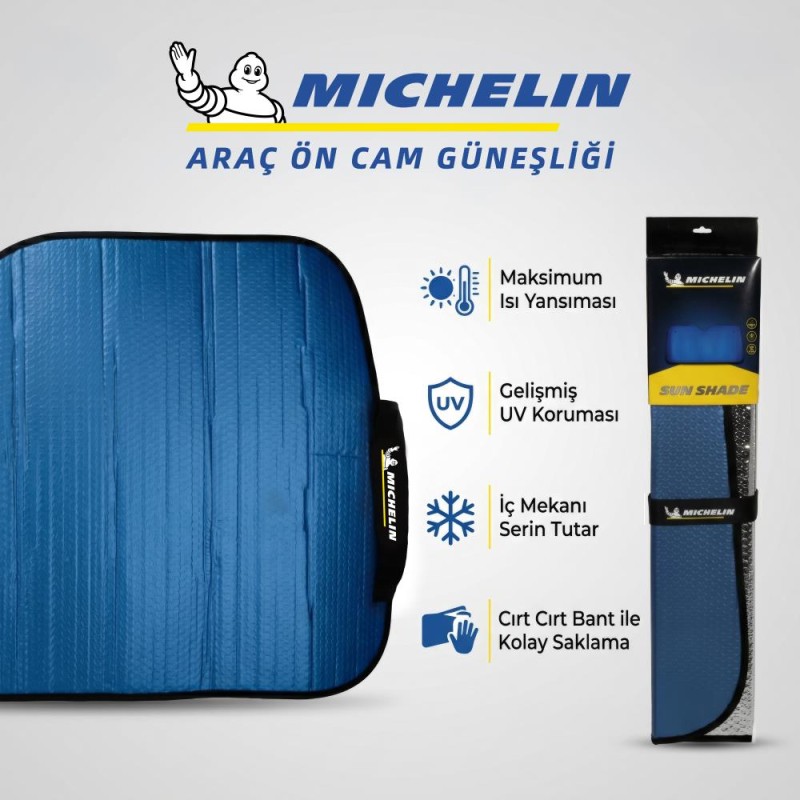 Michelin MC3000 130x70cm Universal Balonlu Premium Ön Cam Güneşliği Michelin MC3000 130x70cm Universal Balonlu Premium Ön Cam Güneşliği