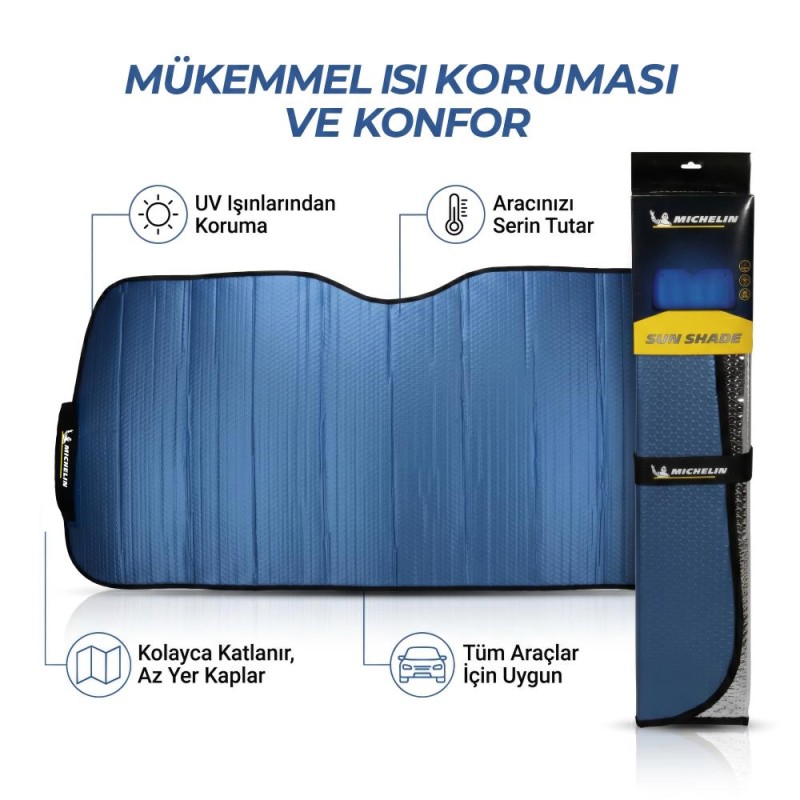 Michelin MC3001AZ 150x70cm Universal Balonlu Premium Ön Cam Güneşliği Michelin MC3001AZ 150x70cm Universal Balonlu Premium Ön Cam Güneşliği