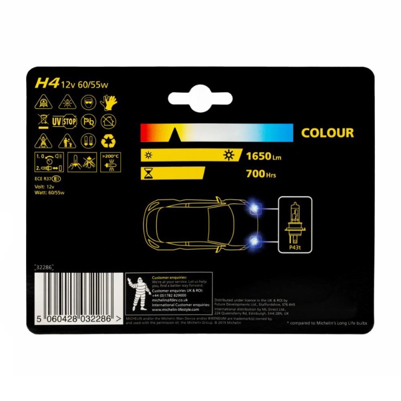 Michelin MC32286 12Volt 60/55Watt 1650 Lümen H4 2’li Halojen Far Seti Michelin MC32286 12Volt 60/55Watt 1650 Lümen H4 2’li Halojen Far Seti