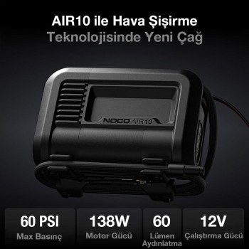 NOCO AIR10 12Volt 60 PSI Ayarlanabilir Dijital Basınç Göstergeli Profesyonel Lastik Şişirme Pompası NOCO AIR10 12Volt 60 PSI Ayarlanabilir Dijital Basınç Göstergeli Profesyonel Lastik Şişirme Pompası