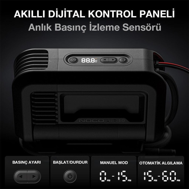 NOCO AIR10 12Volt 60 PSI Ayarlanabilir Dijital Basınç Göstergeli Profesyonel Lastik Şişirme Pompası NOCO AIR10 12Volt 60 PSI Ayarlanabilir Dijital Basınç Göstergeli Profesyonel Lastik Şişirme Pompası