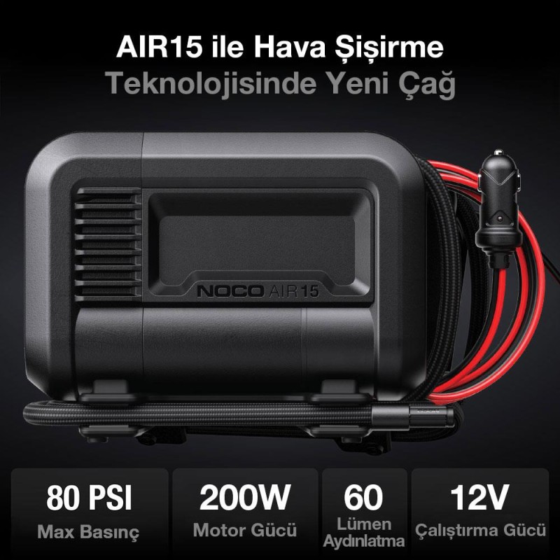 NOCO AIR15 12Volt 80 PSI Ayarlanabilir Dijital Basınç Göstergeli Profesyonel Lastik Şişirme Pompası NOCO AIR15 12Volt 80 PSI Ayarlanabilir Dijital Basınç Göstergeli Profesyonel Lastik Şişirme Pompası