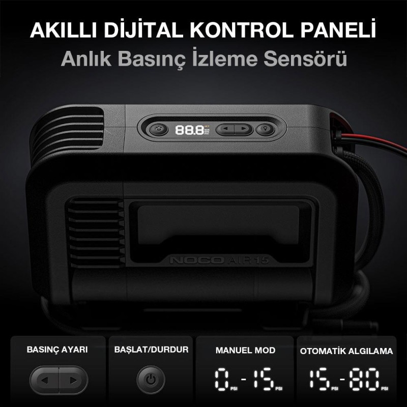 NOCO AIR15 12Volt 80 PSI Ayarlanabilir Dijital Basınç Göstergeli Profesyonel Lastik Şişirme Pompası NOCO AIR15 12Volt 80 PSI Ayarlanabilir Dijital Basınç Göstergeli Profesyonel Lastik Şişirme Pompası