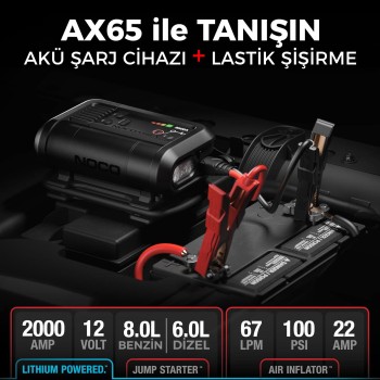 NOCO AX65 12V Lityum 2000Amp Akıllı Akü Takviye + Pompa + Powerbank + Led Lamba NOCO AX65 12V Lityum 2000Amp Akıllı Akü Takviye + Pompa + Powerbank + Led Lamba