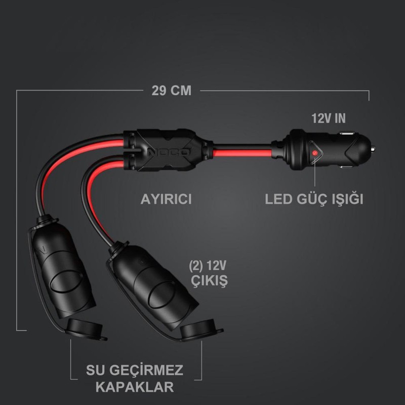 NOCO GC020 İkili Çakmaklık Çoğaltıcı Kablo NOCO GC020 İkili Çakmaklık Çoğaltıcı Kablo