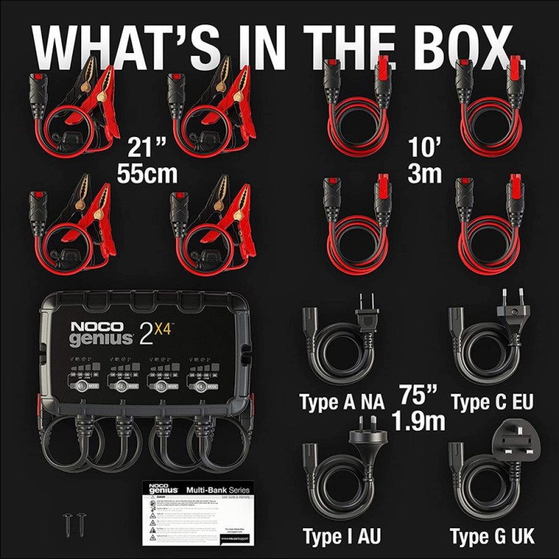 NOCO GENIUS2X4 6V/12V 40A Çoklu/4’Lü Akıllı Akü Şarj ve Akü Bakım/Desülfatör NOCO GENIUS2X4 6V/12V 40A Çoklu/4’Lü Akıllı Akü Şarj ve Akü Bakım/Desülfatör