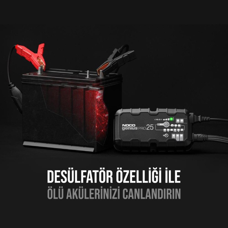 NOCO GENIUSPRO25 6V/12V/24V 1000A Akıllı Akü Şarj ve Akü Bakım/Desülfatör/Power Supply NOCO GENIUSPRO25 6V/12V/24V 1000A Akıllı Akü Şarj ve Akü Bakım/Desülfatör/Power Supply