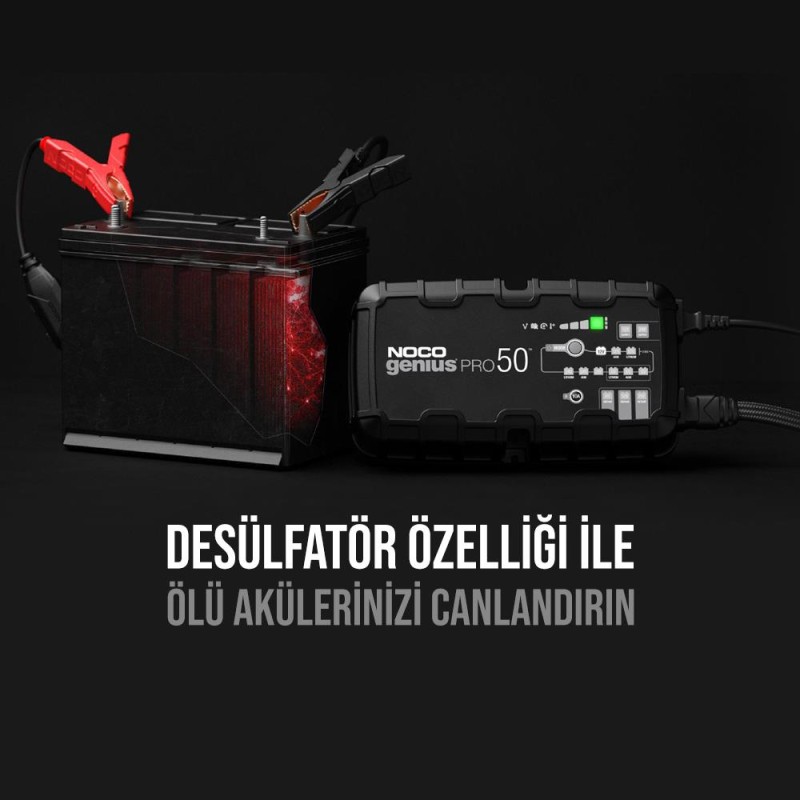 NOCO GENIUSPRO50 6V/12V/24V 1000A Akıllı Akü Şarj ve Akü Bakım/Desülfatör/Power Supply NOCO GENIUSPRO50 6V/12V/24V 1000A Akıllı Akü Şarj ve Akü Bakım/Desülfatör/Power Supply