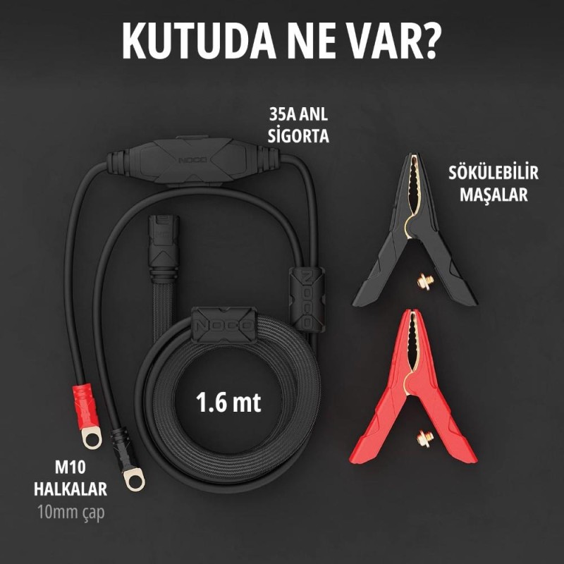 NOCO GPA002 GENIUSPRO25 İçin Maşalı Akü Bağlantı Kablosu NOCO GPA002 GENIUSPRO25 İçin Maşalı Akü Bağlantı Kablosu