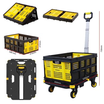 STANLEY PC532B 137kg 62x45cm Dört Tekerli Çekme Kollu Yük ve Paket Taşıma Arabası + FT505 Çok Amaçlı Taşıma Sepeti STANLEY PC532B 137kg 62x45cm Dört Tekerli Çekme Kollu Yük ve Paket Taşıma Arabası + FT505 Çok Amaçlı Taşıma Sepeti