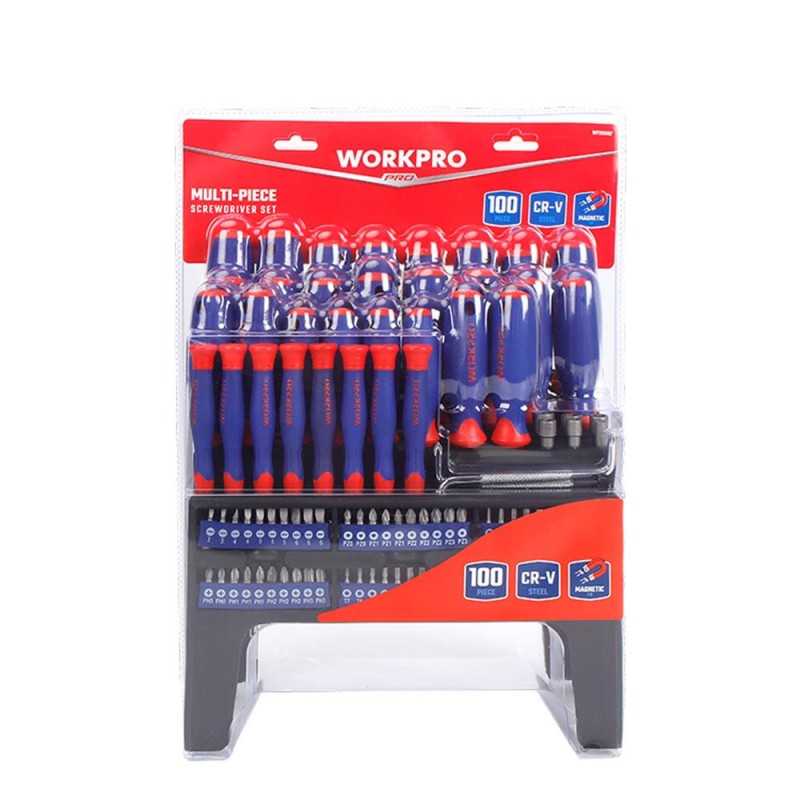 WORKPRO WP200507 100 Parça Duvar Askı Aparatlı Profesyonel CR-V Manyetik Tornavida ve Bits Uç Seti WORKPRO WP200507 100 Parça Duvar Askı Aparatlı Profesyonel CR-V Manyetik Tornavida ve Bits Uç Seti