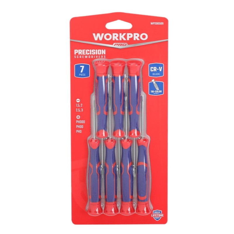 WORKPRO WP200509 7 Parça Profesyonel CR-V Manyetik Hassas Tornavida Seti WORKPRO WP200509 7 Parça Profesyonel CR-V Manyetik Hassas Tornavida Seti