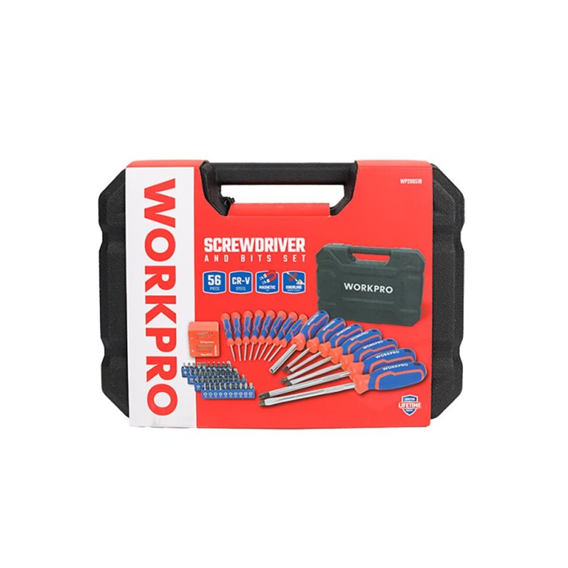 WORKPRO WP200518 56 Parça CR-V Manyetik Profesyonel Tornavida & Bits Uç Seti WORKPRO WP200518 56 Parça CR-V Manyetik Profesyonel Tornavida & Bits Uç Seti