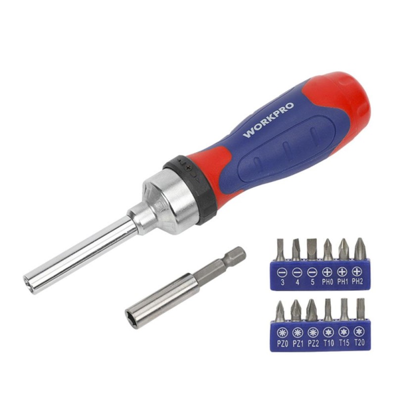 WORKPRO WP200524 14 Parça Profesyonel CR-V Cırcırlı Bits Tornavida Seti WORKPRO WP200524 14 Parça Profesyonel CR-V Cırcırlı Bits Tornavida Seti