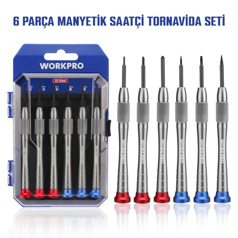 WORKPRO WP200549 6 Parça Profesyonel S2 Manyetik Saatçi Tornavida Seti WORKPRO WP200549 6 Parça Profesyonel S2 Manyetik Saatçi Tornavida Seti