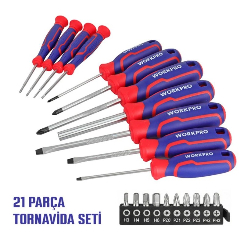 WORKPRO WP200551 21 Parça CR-V Duvar Askı Aparatlı Profesyonel Manyetik Tornavida Seti WORKPRO WP200551 21 Parça CR-V Duvar Askı Aparatlı Profesyonel Manyetik Tornavida Seti