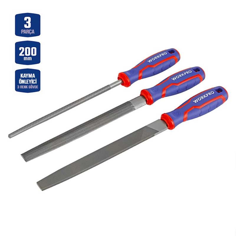 WORKPRO WP201702 3 Parça 200mm Ağır Hizmet Tipi Metal Eğe Seti WORKPRO WP201702 3 Parça 200mm Ağır Hizmet Tipi Metal Eğe Seti