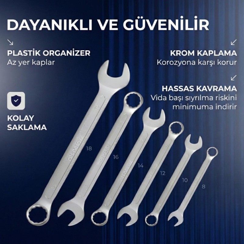 WORKPRO WP202501 Cr-V 6 Parça Profesyonel Kombine Anahtar Takımı WORKPRO WP202501 Cr-V 6 Parça Profesyonel Kombine Anahtar Takımı