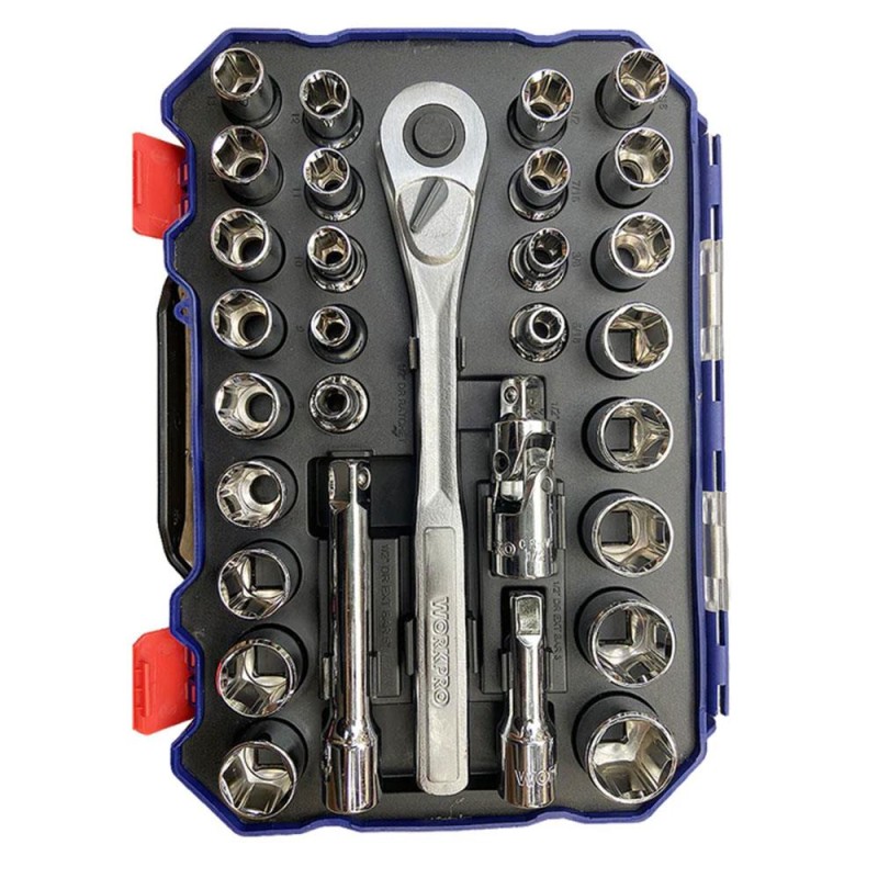 WORKPRO WP202525 30 Parça 1/2’’ CR-V Metrik/İnç Profesyonel Lokma Takımı WORKPRO WP202525 30 Parça 1/2’’ CR-V Metrik/İnç Profesyonel Lokma Takımı