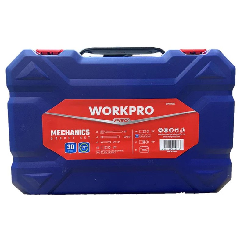 WORKPRO WP202525 30 Parça 1/2’’ CR-V Metrik/İnç Profesyonel Lokma Takımı WORKPRO WP202525 30 Parça 1/2’’ CR-V Metrik/İnç Profesyonel Lokma Takımı