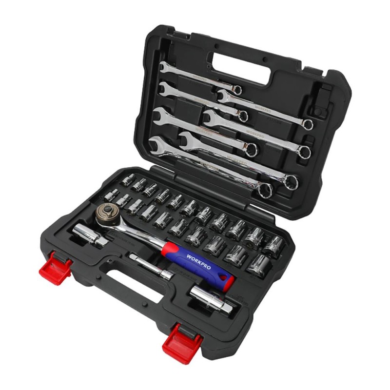 WORKPRO WP202528 3/8’’ Metrik/İnç 32 Parça Cr-V Profesyonel Lokma ve Kombine Anahtar Takımı WORKPRO WP202528 3/8’’ Metrik/İnç 32 Parça Cr-V Profesyonel Lokma ve Kombine Anahtar Takımı