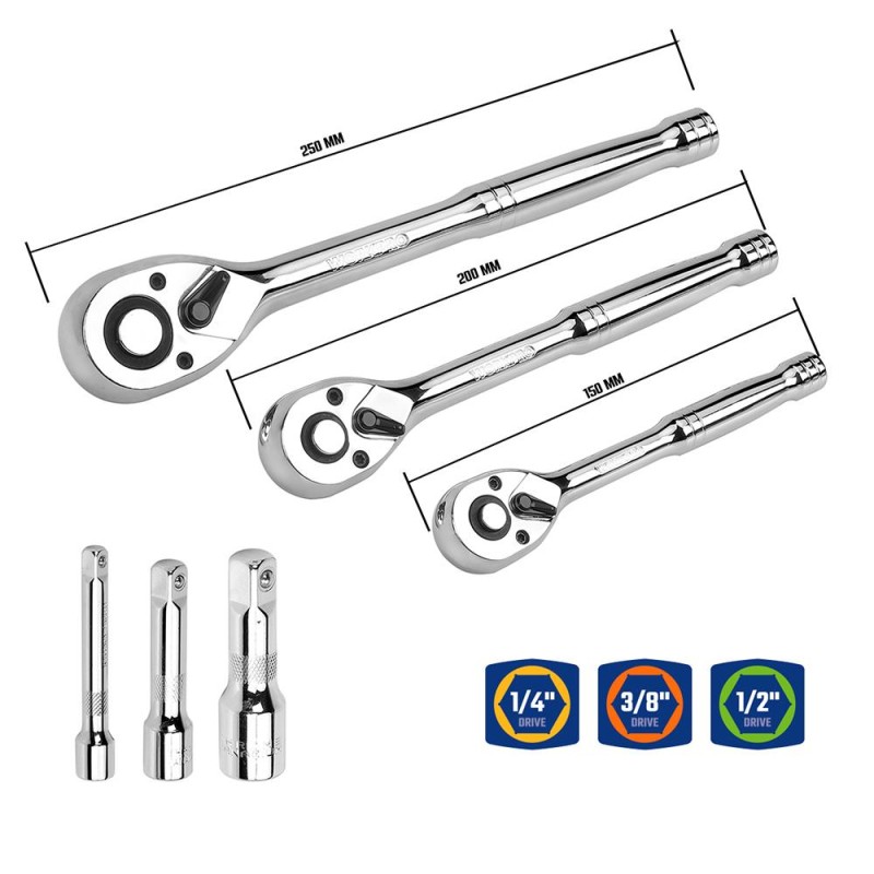 WORKPRO WP202530 1/4'’ 3/8’’ 1/2'’ Metrik/İnç 164 Parça Cr-V Ağır Hizmet Lokma ve Kombine Anahtar Takımı WORKPRO WP202530 1/4'’ 3/8’’ 1/2'’ Metrik/İnç 164 Parça Cr-V Ağır Hizmet Lokma ve Kombine Anahtar Takımı