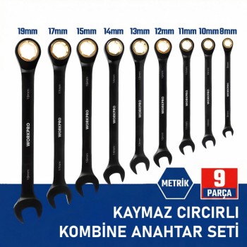 WORKPRO WP202602 8-19mm 9 Parça CR-V Profesyonel Cırcır Kombine Anahtar Takımı + Bez Taşıma Kılıfı WORKPRO WP202602 8-19mm 9 Parça CR-V Profesyonel Cırcır Kombine Anahtar Takımı + Bez Taşıma Kılıfı
