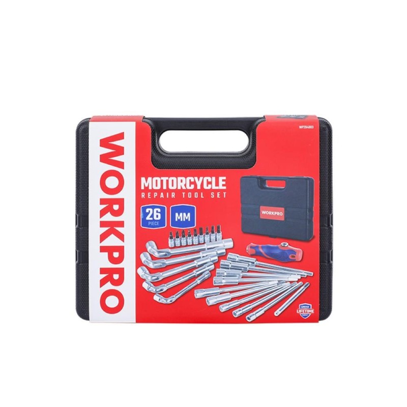 WORKPRO WP204003 26 Parça Cr-V Profesyonel Motosiklet Tamir Alet Seti WORKPRO WP204003 26 Parça Cr-V Profesyonel Motosiklet Tamir Alet Seti