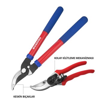 WORKPRO WP204500 2’li Profesyonel Bağ Bahçe Dal Budama Makası Seti WORKPRO WP204500 2’li Profesyonel Bağ Bahçe Dal Budama Makası Seti