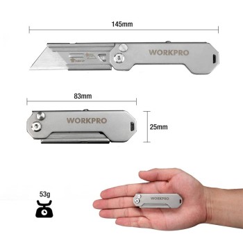 WORKPRO WP211016 Paslanmaz Çelik Gövde Katlanır Rötuş Maket Bıçağı WORKPRO WP211016 Paslanmaz Çelik Gövde Katlanır Rötuş Maket Bıçağı