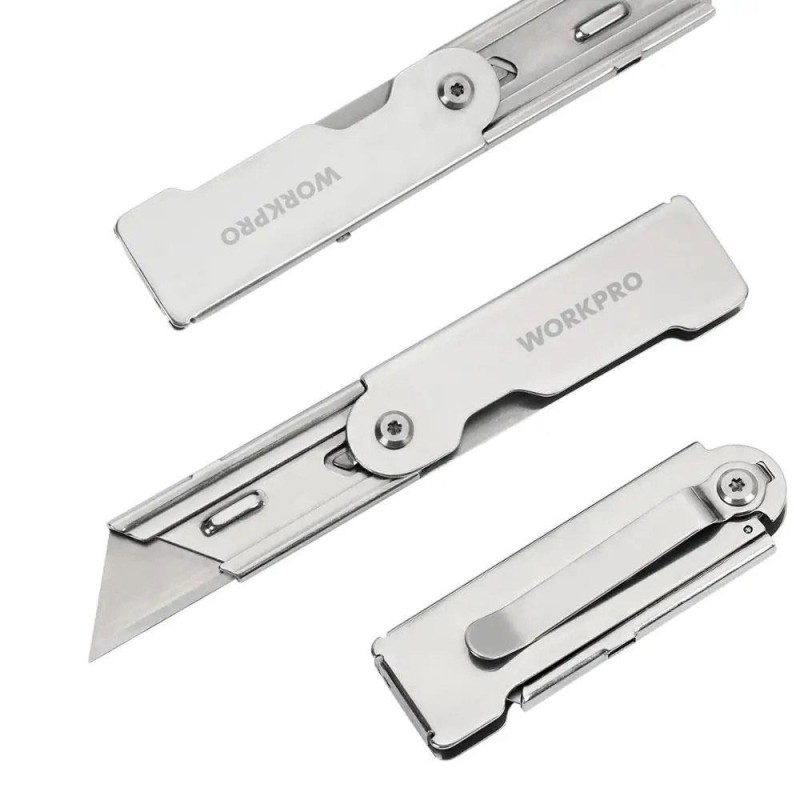 WORKPRO WP211016 Paslanmaz Çelik Gövde Katlanır Rötuş Maket Bıçağı WORKPRO WP211016 Paslanmaz Çelik Gövde Katlanır Rötuş Maket Bıçağı