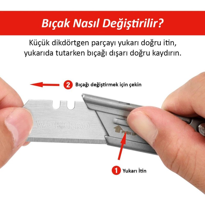 WORKPRO WP211016 Paslanmaz Çelik Gövde Katlanır Rötuş Maket Bıçağı WORKPRO WP211016 Paslanmaz Çelik Gövde Katlanır Rötuş Maket Bıçağı