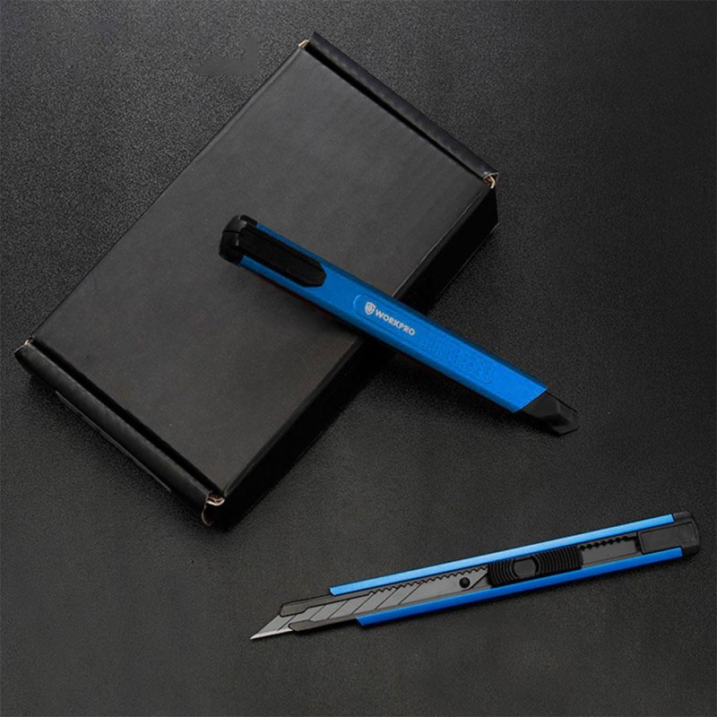 WORKPRO WP212012 9MM Alüminyum Kasa Cep Askılı Maket Bıçağı (MAVİ) WORKPRO WP212012 9MM Alüminyum Kasa Cep Askılı Maket Bıçağı (MAVİ)