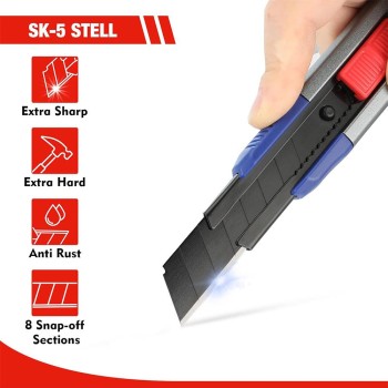 WORKPRO WP212022 18MM Ağır Hizmet Alüminyum Kasa Maket Bıçağı + 10 Adet Yedek Bıçak WORKPRO WP212022 18MM Ağır Hizmet Alüminyum Kasa Maket Bıçağı + 10 Adet Yedek Bıçak
