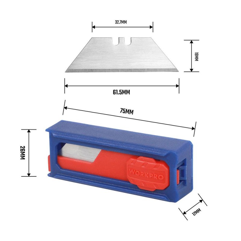 WORKPRO WP213002 10’Lu Rötuş Maket Bıçağı Yedeği WORKPRO WP213002 10’Lu Rötuş Maket Bıçağı Yedeği