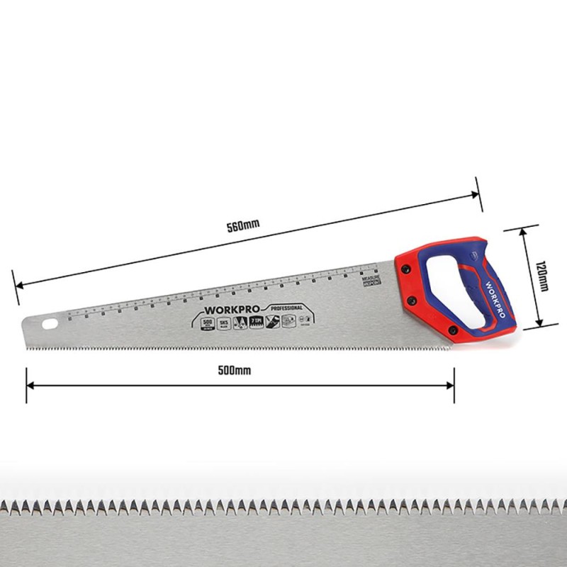 WORKPRO WP215007 500mm SK5 7 TPI Ağır Hizmet Tipi El Testeresi WORKPRO WP215007 500mm SK5 7 TPI Ağır Hizmet Tipi El Testeresi