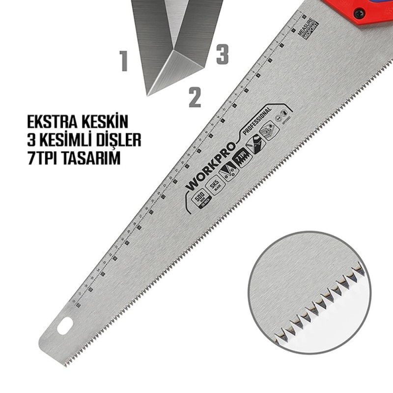 WORKPRO WP215007 500mm SK5 7 TPI Ağır Hizmet Tipi El Testeresi WORKPRO WP215007 500mm SK5 7 TPI Ağır Hizmet Tipi El Testeresi