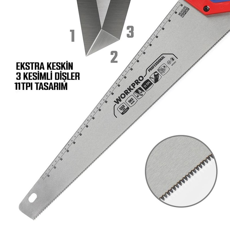 WORKPRO WP215012 550mm SK5 11 TPI Ağır Hizmet Tipi El Testeresi WORKPRO WP215012 550mm SK5 11 TPI Ağır Hizmet Tipi El Testeresi