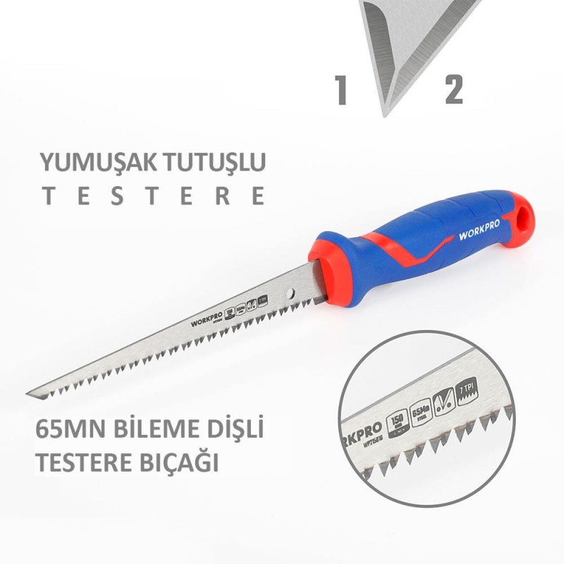 WORKPRO WP215016 150mm Hızlı Kesim Profesyonel Alçıpan Testeresi WORKPRO WP215016 150mm Hızlı Kesim Profesyonel Alçıpan Testeresi