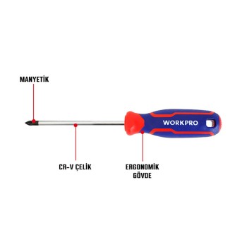 WORKPRO WP221035 PZ0x75mm CR-V Manyetik Profesyonel Yıldız Tornavida WORKPRO WP221035 PZ0x75mm CR-V Manyetik Profesyonel Yıldız Tornavida
