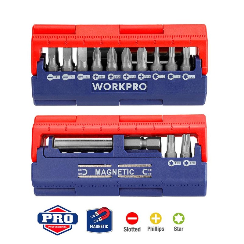 WORKPRO WP221062 13 Parça Manyetik CR-V Vidalama Bits Uç Seti WORKPRO WP221062 13 Parça Manyetik CR-V Vidalama Bits Uç Seti