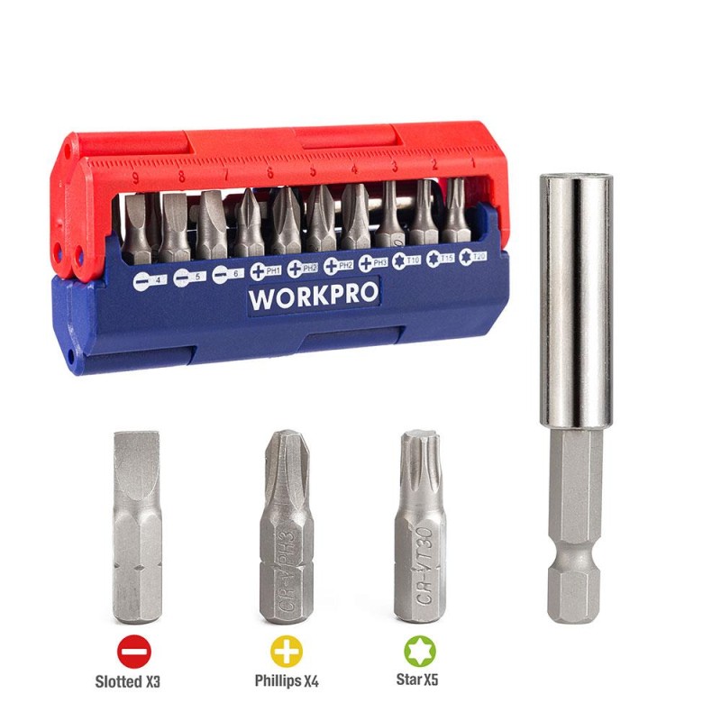 WORKPRO WP221062 13 Parça Manyetik CR-V Vidalama Bits Uç Seti WORKPRO WP221062 13 Parça Manyetik CR-V Vidalama Bits Uç Seti