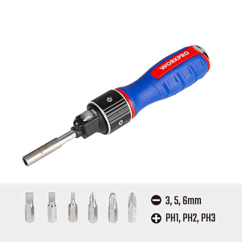 WORKPRO WP221069 6-IN-1 Profesyonel CR-V Cırcırlı Manyetik Tornavida Seti WORKPRO WP221069 6-IN-1 Profesyonel CR-V Cırcırlı Manyetik Tornavida Seti