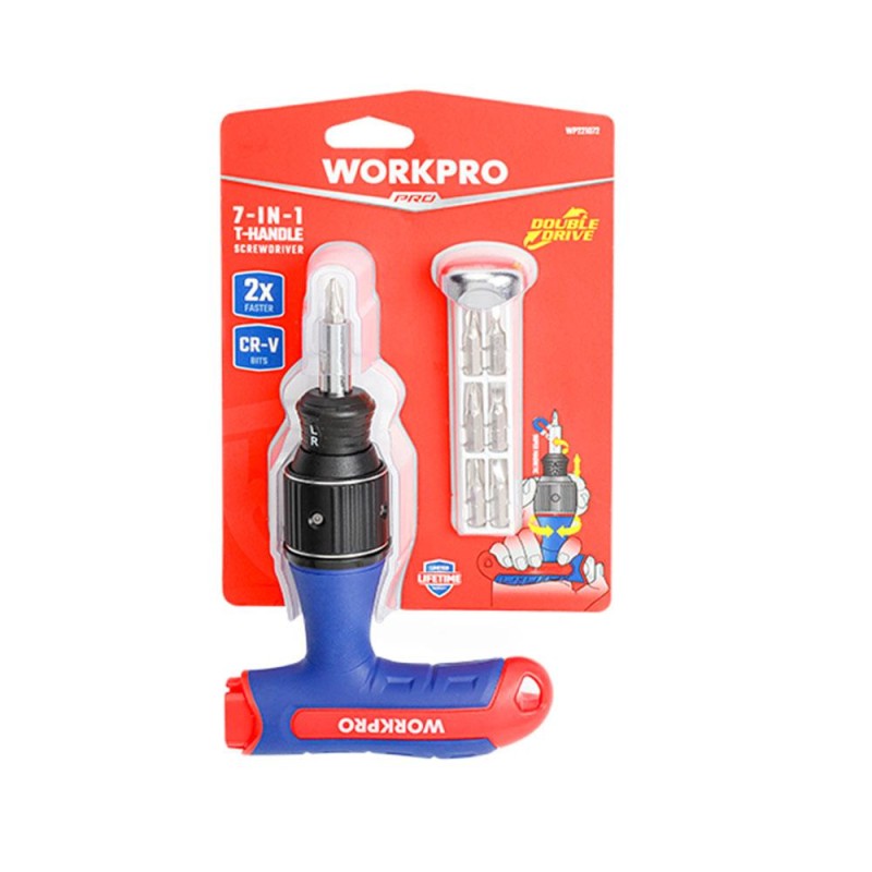 WORKPRO WP221072 7-IN-1 Profesyonel CR-V T- Saplı Cırcırlı Manyetik Tornavida Seti WORKPRO WP221072 7-IN-1 Profesyonel CR-V T- Saplı Cırcırlı Manyetik Tornavida Seti