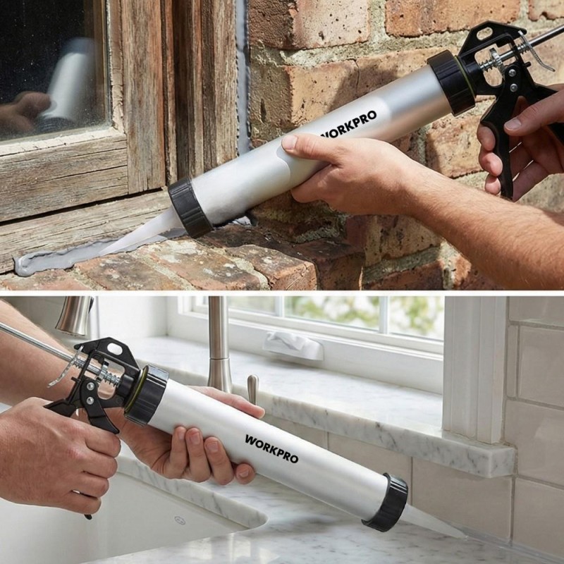 WORKPRO WP224006 590ml 6 Parça Alüminyum Profesyonel Sosis Tipi Silikon Tabancası WORKPRO WP224006 590ml 6 Parça Alüminyum Profesyonel Sosis Tipi Silikon Tabancası