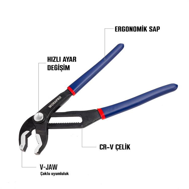 WORKPRO WP231086 200MM CR-V Profesyonel Ayarlı Düğmeli Fort Pense WORKPRO WP231086 200MM CR-V Profesyonel Ayarlı Düğmeli Fort Pense
