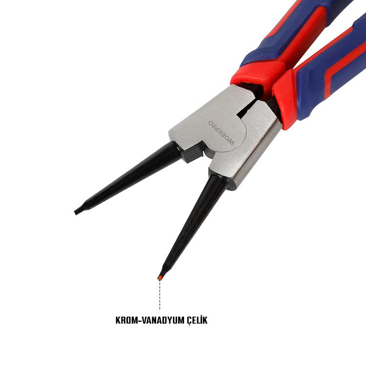 WORKPRO WP231150 180MM Cr-V Düz Yaylı Profesyonel Dış Segman Pensesi WORKPRO WP231150 180MM Cr-V Düz Yaylı Profesyonel Dış Segman Pensesi