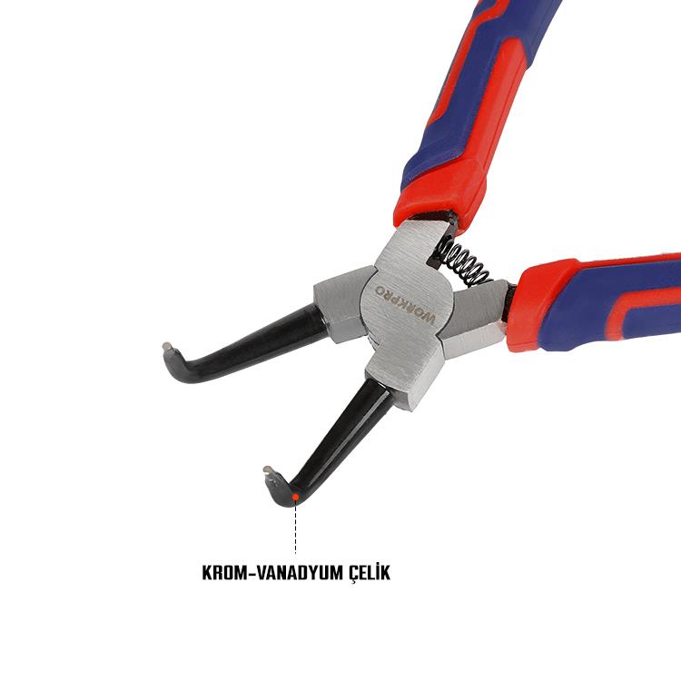 WORKPRO WP231153 180MM Cr-V Eğri Uçlu Yaylı Profesyonel Dış Segman Pensesi