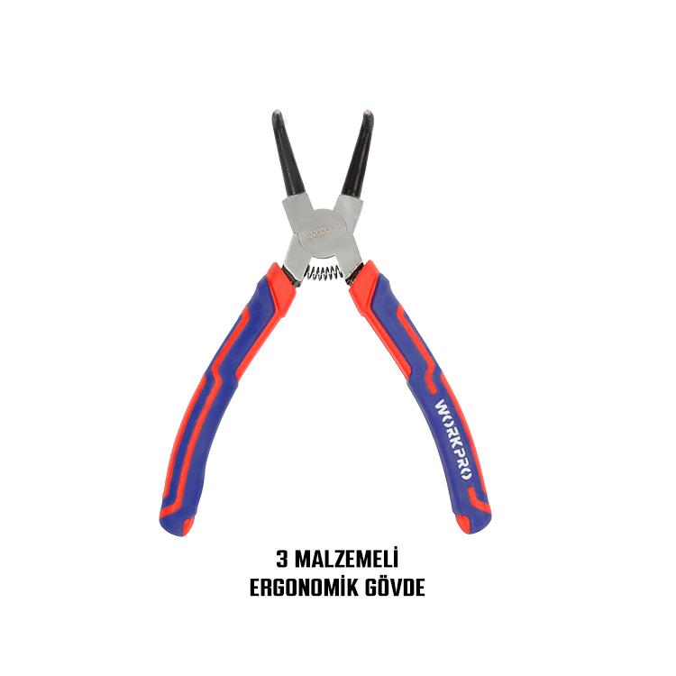 WORKPRO WP231153 180MM Cr-V Eğri Uçlu Yaylı Profesyonel Dış Segman Pensesi