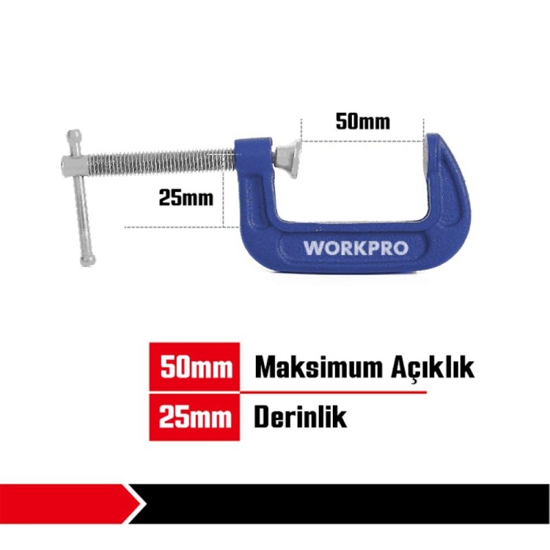 WORKPRO WP232017 50mm G Tipi İşkence WORKPRO WP232017 50mm G Tipi İşkence